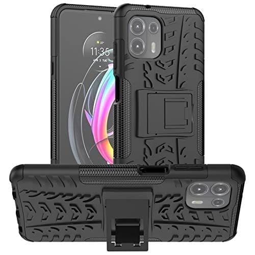 Faircost for Motorola Edge 20 Fusion Heavy Duty Shockproof Military Grade Armor Dual Protection Layer Hybrid Kick Stand Back Cover Case Black