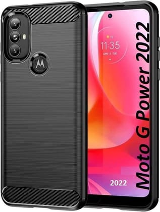 Faircost for Motorola Moto G Power 2022 / G Pure Carbon Fiber Hybrid Armor Shock Proof TPU Back Cover- Black