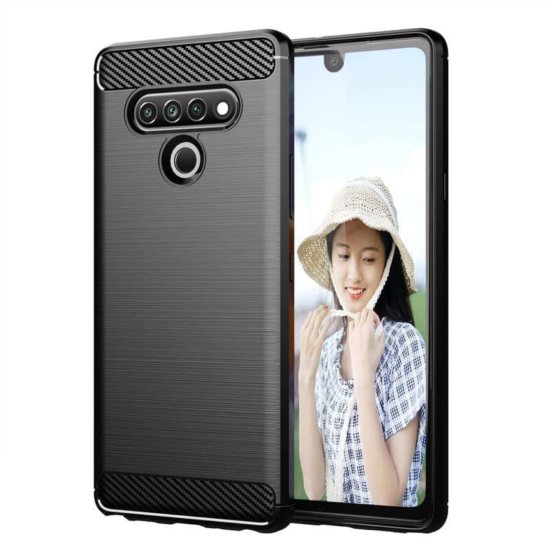 Faircost for LG Stylo 6 Carbon Fiber Hybrid Armor Shock Proof TPU Back Cover- Black