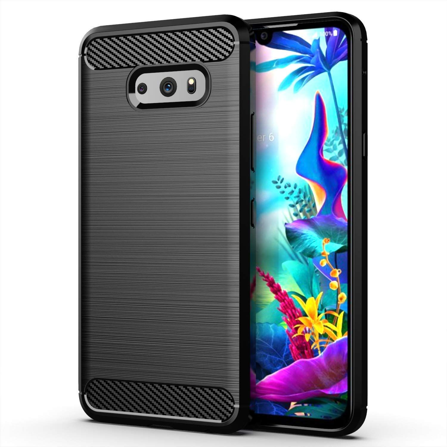 Faircost for LG G8X Carbon Fiber Hybrid Armor Shock Proof TPU Back Cover- Black