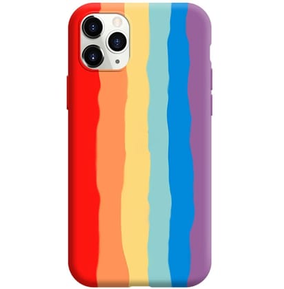 Generic Rainbow Colourful Silicone Soft Back Case Cover For iPhone 12 Pro Max (6.7") Back Cover, Shock-Absorbing, Scratch-Resistant, Matte Finish (Multicolour)