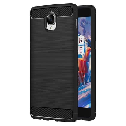 AICEK Oneplus 3, 3T Case, Black Silicone Cover for One Plus Bumper Covers Carbon Fiber Case