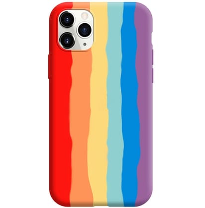 Generic Rainbow Colorful Silicone Soft Back Case Cover For iPhone 11 Pro Max (6.5") Back Cover, Shock-Absorbing, Scratch-Resistant, Matte Finish (Multicolour)