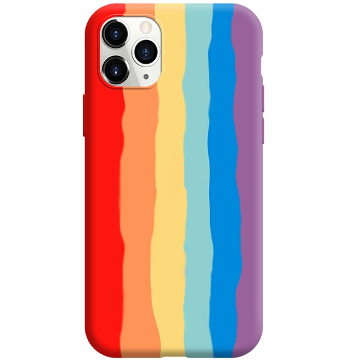 Generic Rainbow Colorful Silicone Soft Back Case Cover For iPhone 11 Pro Max (6.5") Back Cover, Shock-Absorbing, Scratch-Resistant, Matte Finish (Multicolour)