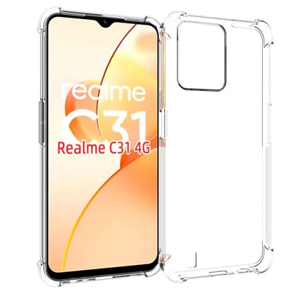 USTIYA for Realme C31 4G Case Clear TPU Four Corners Cover Transparent Soft funda