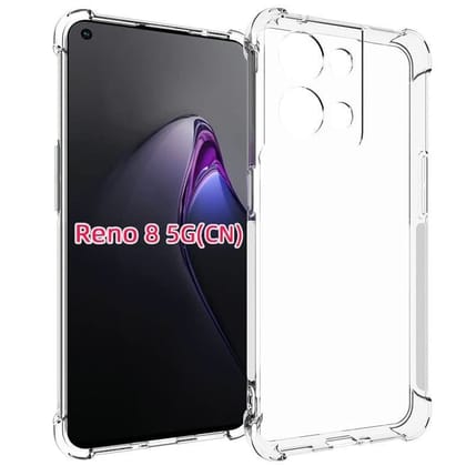 USTIYA Case for Oppo Reno 8 5G Clear TPU Four Corners Protective Cover Transparent Soft funda