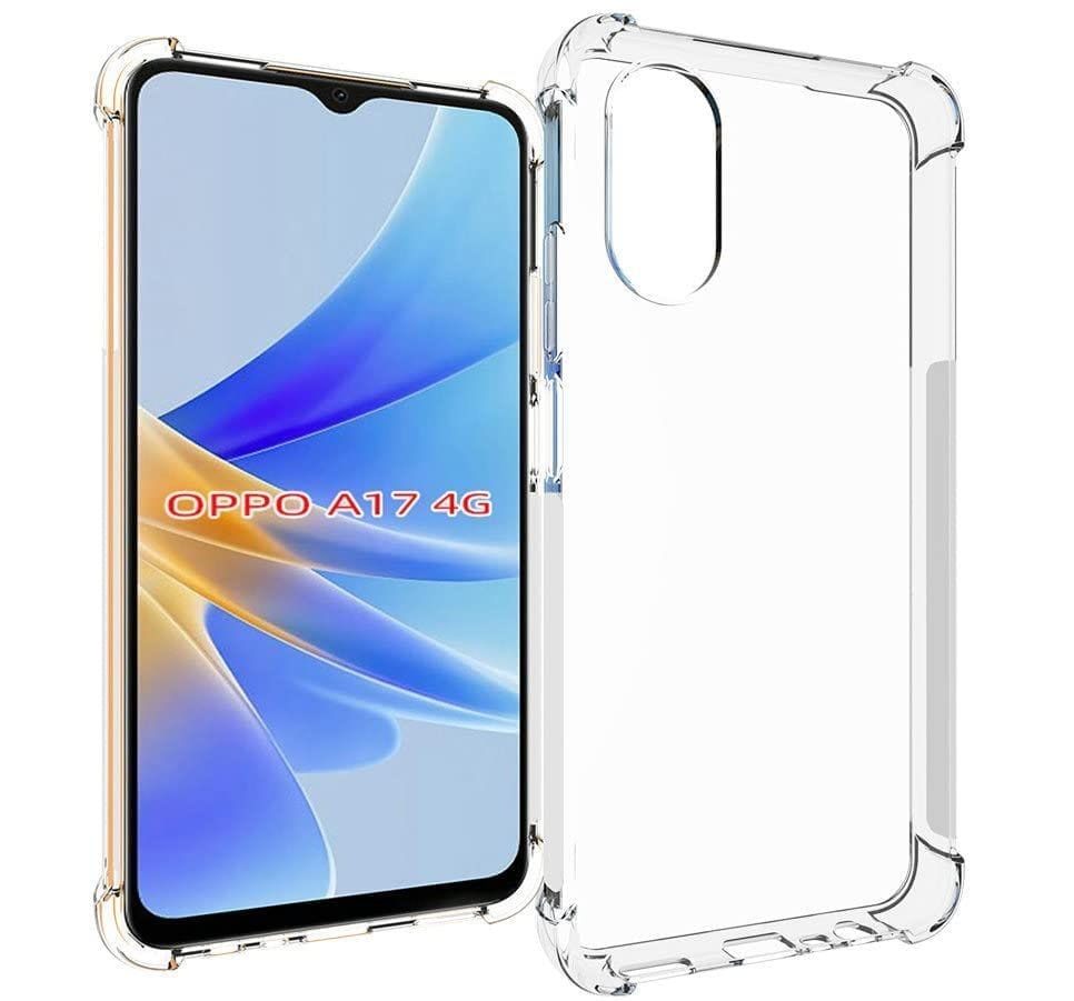 USTIYA Case for Oppo A17 4G Clear TPU Four Corners Protective Cover Transparent Soft funda