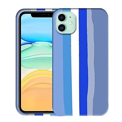 Faircost Rainbow Back Case for iPhone 11, Slim Liquid Silicon Soft Anti-Slip & Shockproof Protective Case Back Cover Blue