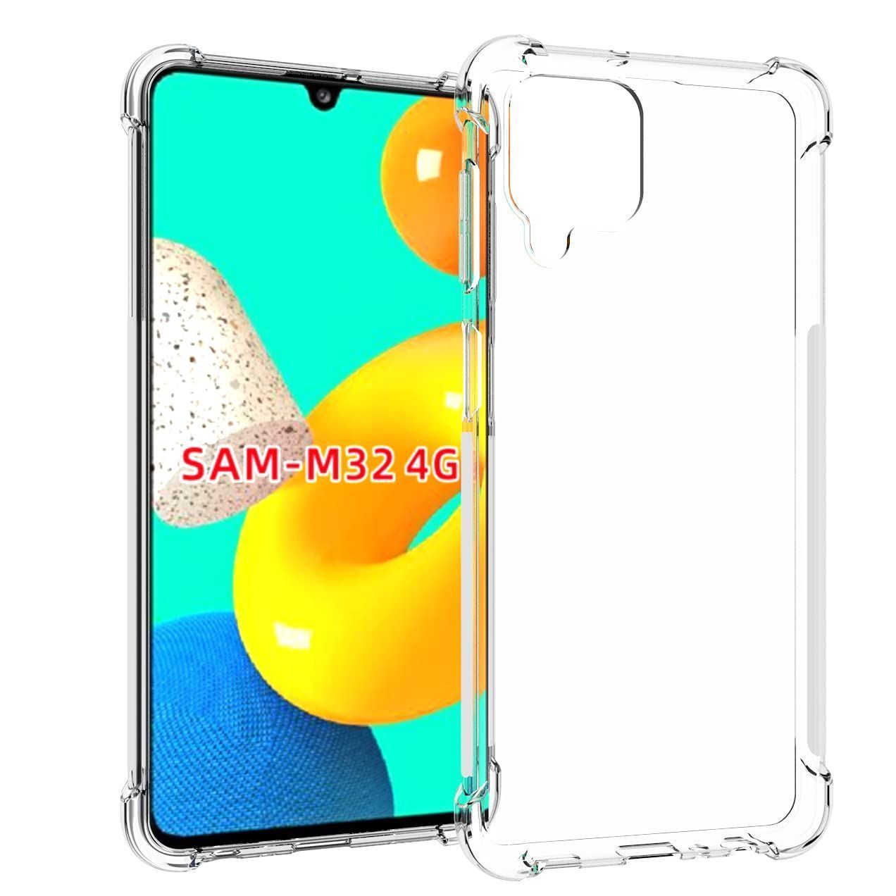 USTIYA for Samsung Galaxy M32 Case Clear TPU Four Corners Cover Transparent Soft funda