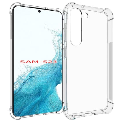 USTIYA Case for Samsung Galaxy S23 Clear TPU Four Corners Protective Cover Transparent Soft funda