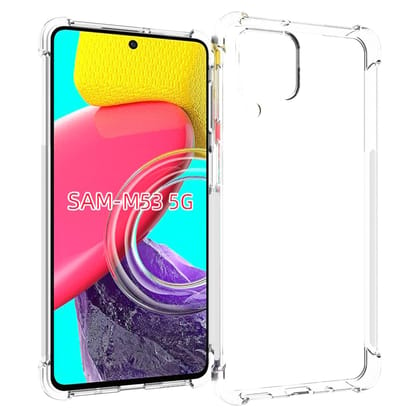 USTIYA for Samsung Galaxy M53 5G Case Clear TPU Four Corners Cover Transparent Soft funda