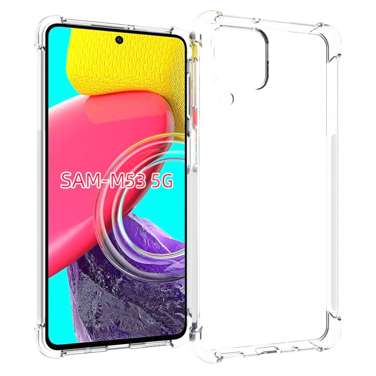 USTIYA for Samsung Galaxy M53 5G Case Clear TPU Four Corners Cover Transparent Soft funda