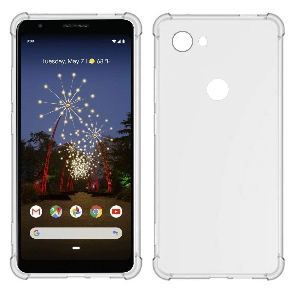 TIYA Case Clear for Google Pixel 3A XL TPU Four Corners Cover Transparent Soft