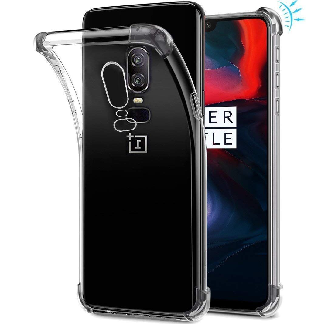 TIYA Case Clear for OnePlus 6 TPU Four Corners Cover Transparent Soft