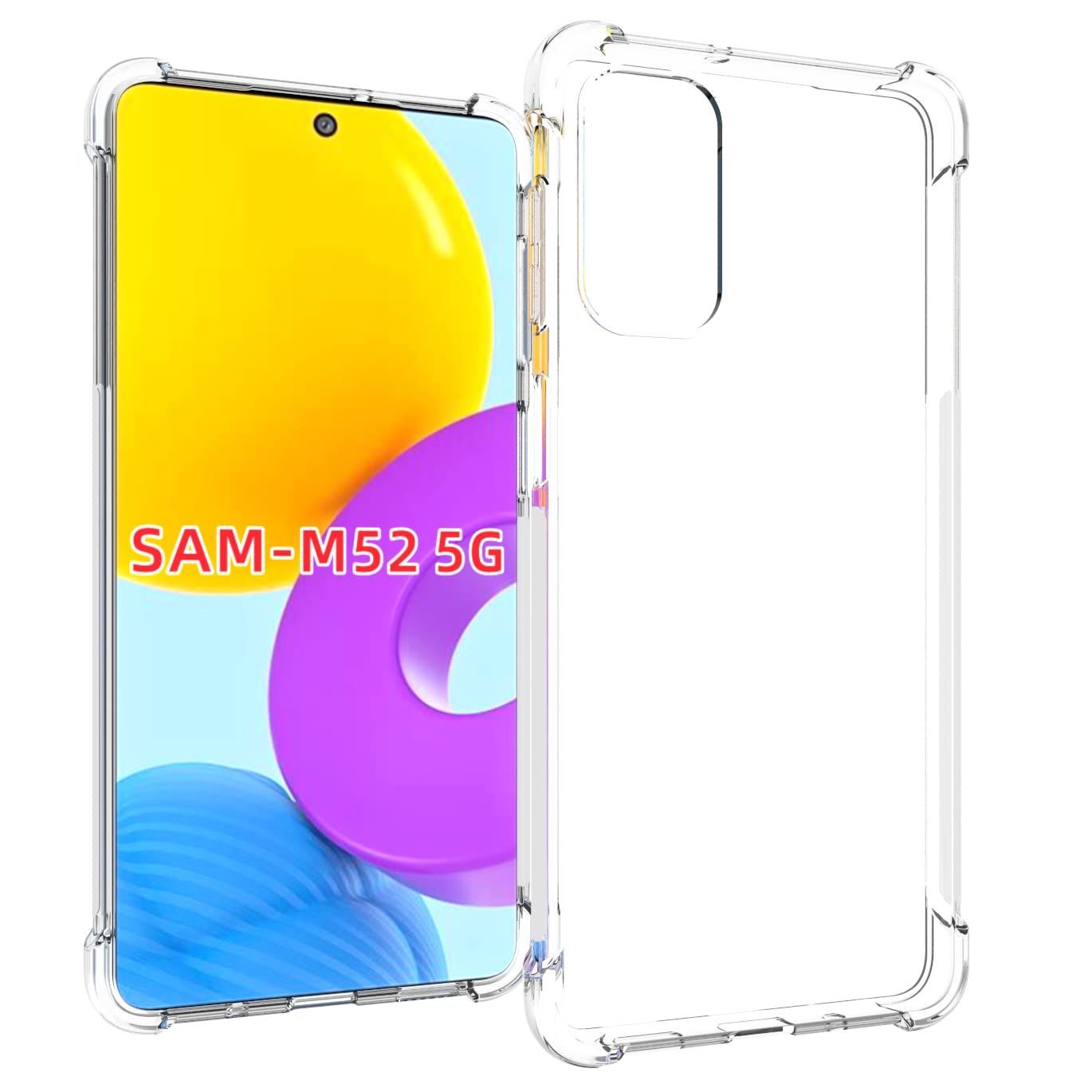 USTIYA for Samsung Galaxy M52 Case Clear TPU Four Corners Cover Transparent Soft funda