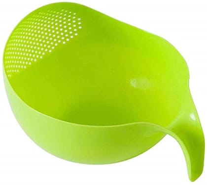 flyfot Kreative India Plastic Multipurpose Rice Wash Bowl with Handle Colander