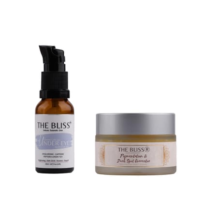 The Bliss Radiant Revival Duo: Illuminate with Under Eye Dark Circle Reducer & Unveil Perfection with Pigmentation Dark Spot Corrector - Your Ultimate Skin Care Combo Kit