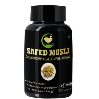 FIJ AYURVEDA Safed Musli Extract Capsule (Chlorophytum Borivilianum) Supports Strength & Stamina � 500mg 60 Capsules