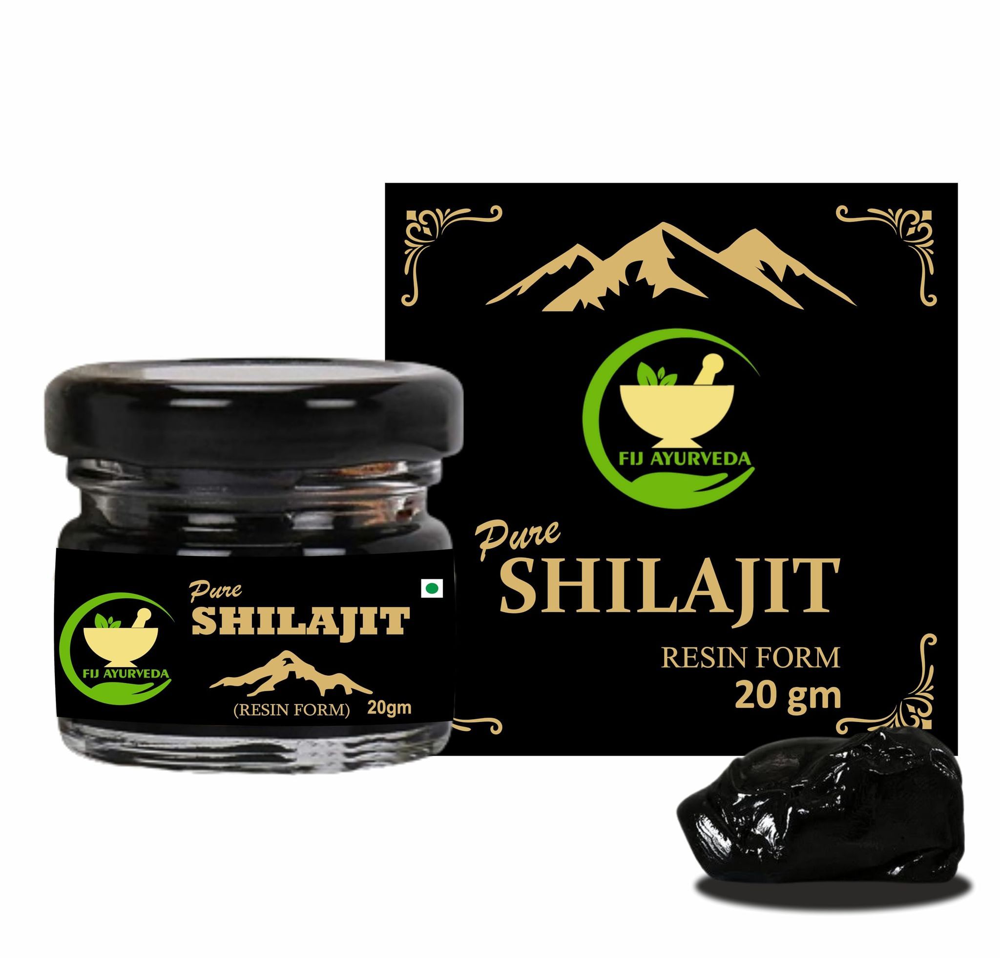 FIJ AYURVEDA Pure Ayurvedic Shilajit/Shilajit Resin (Semi Liquid) | Shudh Shilajit | Supports Strength, Stamina & Energy - 20Gm (Pack of 1)