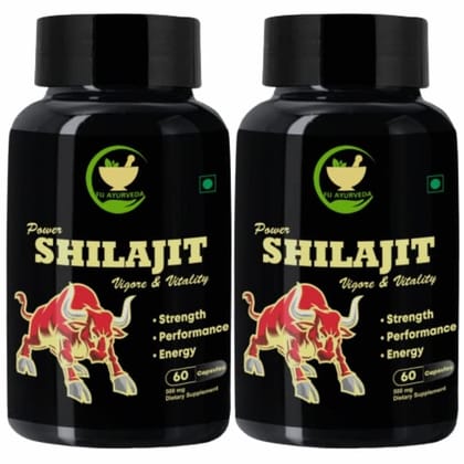 FIJ AYURVEDA Power Shilajit/Shilajeet Capsule for Men & Women - 500mg 60 Capsules (Shilajit Pk 2)