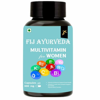 FIJ AYURVEDA Multivitamin Capsule with Vitamins, Minerals & Herbs for Women - 60 Veg Capsules