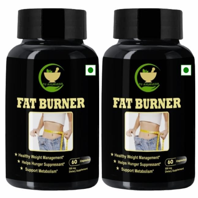 FIJ AYURVEDA Fat Burner Capsule Helps in Hunger Suppressant | Fat Loss | & Weight Management Supplement for Men & Women � 500mg 60 Capsules (Pack of 2)