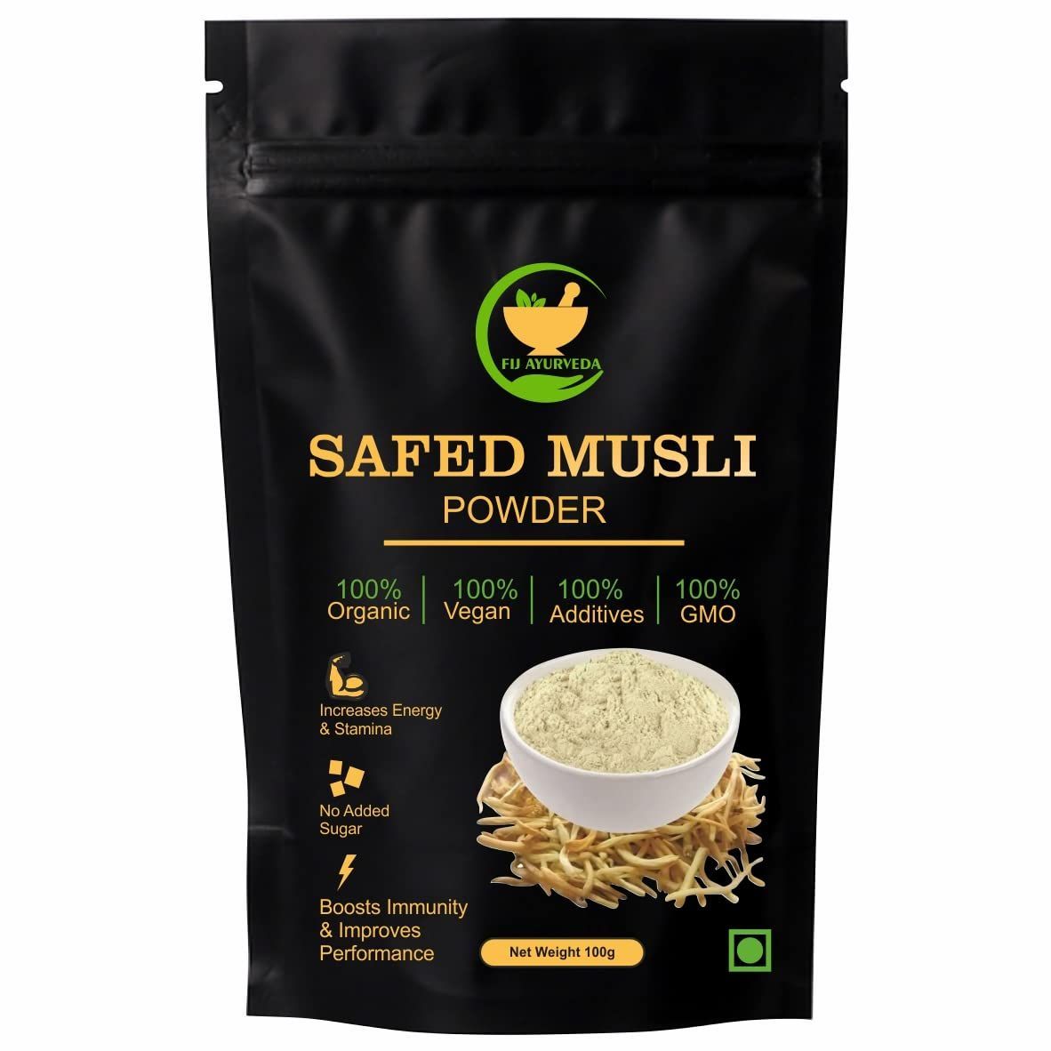 FIJ AYURVEDA Safed Musli Powder (Chlorophytum Borivilianum) for Men & Women � 100Gm