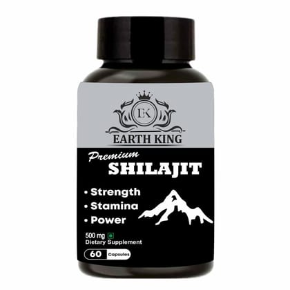 EARTH KING Premium Shilajit/Shilajeet Extract Capsule for Men & Women - 500mg 60 Capsules (Pack of 1)