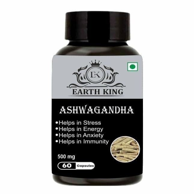 EARTH KING Ashwagandha Capsule for Men & Women - 500mg 60 Capsules