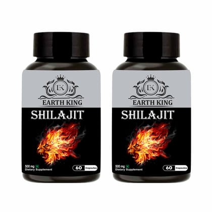 EARTH KING Shilajit/Shilajeet Capsule - 500mg 60 Capsules (Pack of 2)