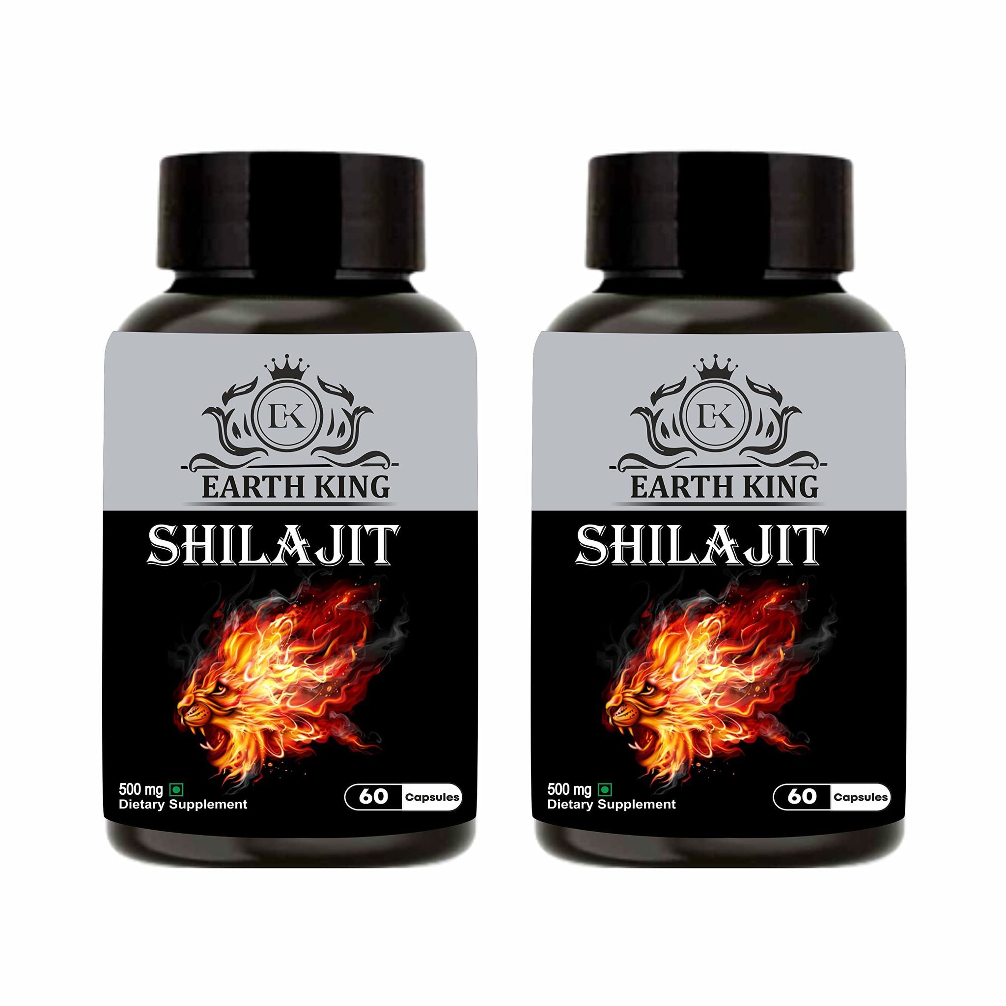 EARTH KING Shilajit/Shilajeet Capsule - 500mg 60 Capsules (Pack of 2)