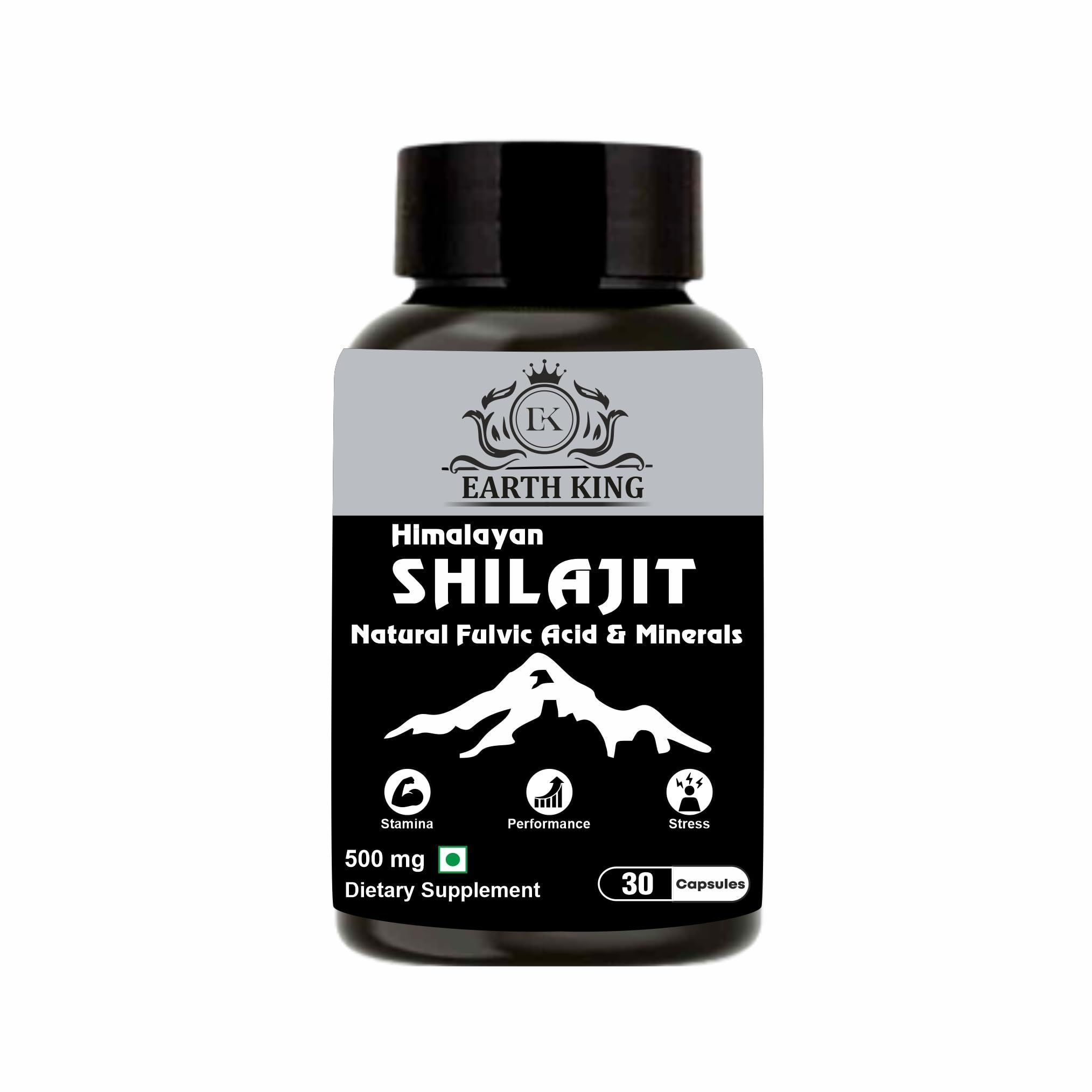 EARTH KING Himalayan Shilajit/Shilajeet Capsule - 500mg 30 Capsules