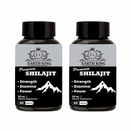 EARTH KING Premium Shilajit/Shilajeet Extract Capsule - 500mg 60 Capsules (Pack of 2)