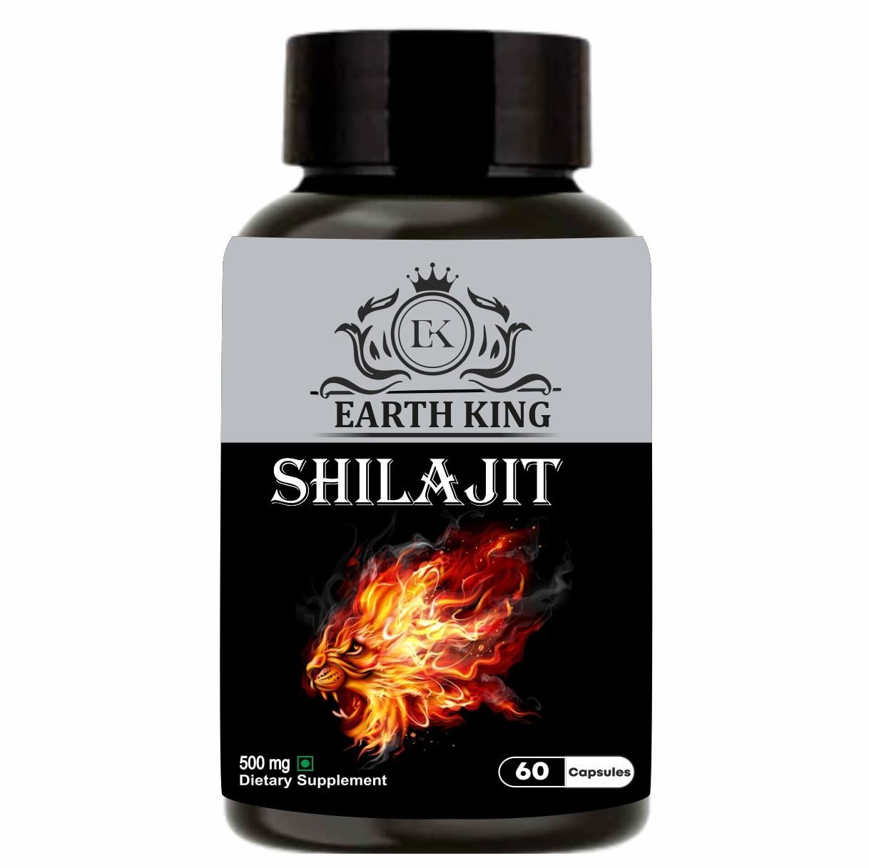 EARTH KING Shilajit/Shilajeet Capsule Supports Strength, Stamina & Energy - 500mg 60 Capsules (Pack of 1)