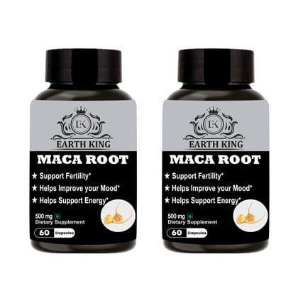 EARTH KING Maca Root Extract Capsule Dietary Supplement for Men & Women � 500mg 60 Capsules (Pack of 2)