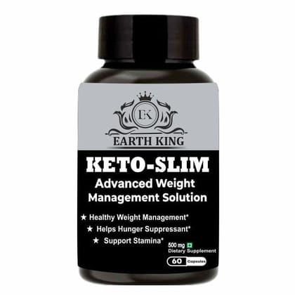 EARTH KING Keto Slim Advanced Weight Management Supplement Supports Fat Loss & Appetite Suppressant for Men & Women � 500mg 60 Capsules (Pack of 1)