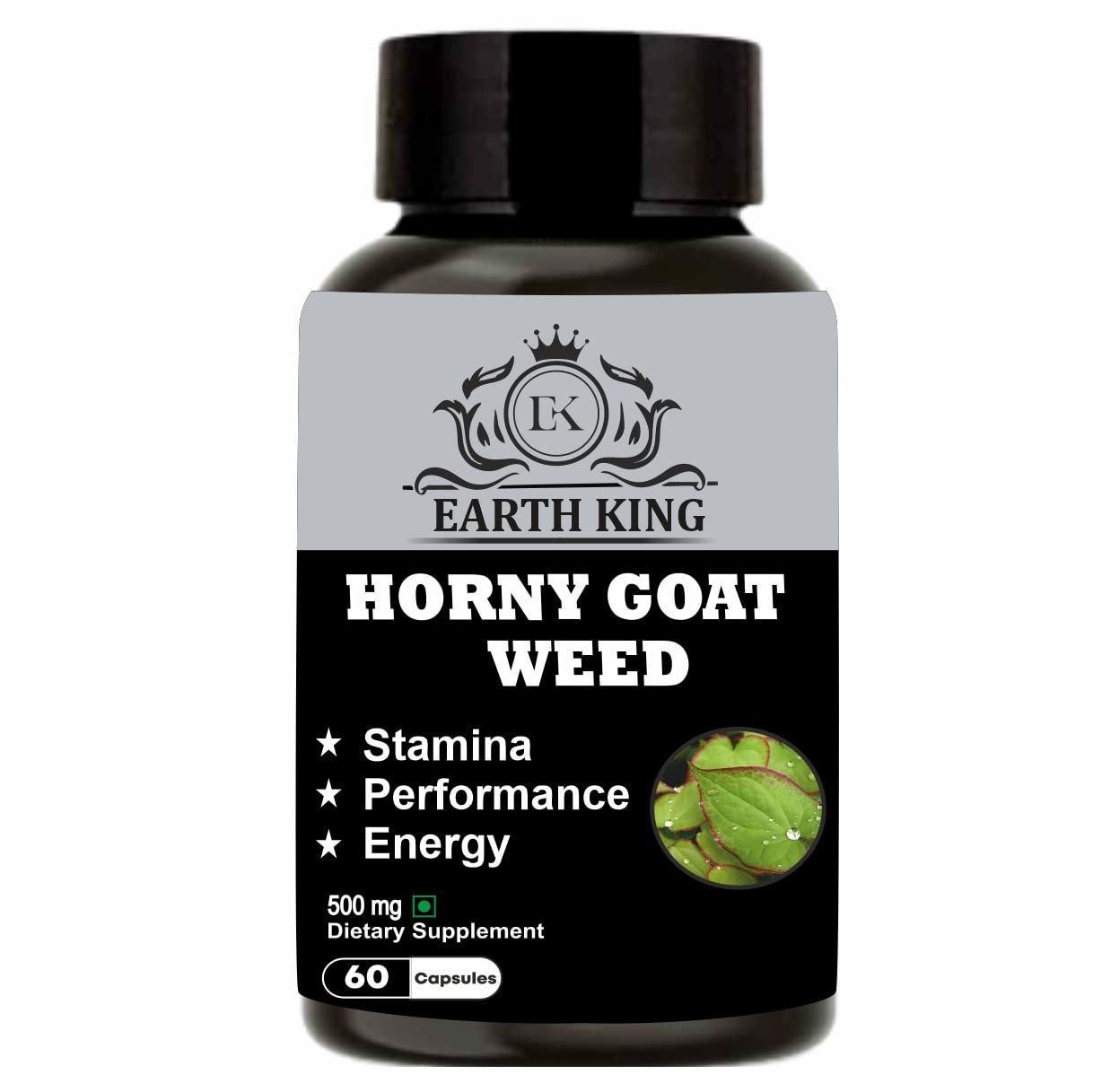 EARTH KING Horny Goat Weed Capsule | Epimedium Extract | with Maca Root Powder - 500mg 60 Capsules