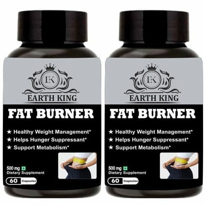 EARTH KING Fat Burner Capsule Helps in Hunger Suppressant, Fat Loss & Weight Loss Supplement for Men & Women � 500mg 60 Capsules (Pack of 2)