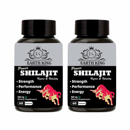 EARTH KING Power Shilajit/Shilajeet Capsule - 500mg 60 Capsules (Pack of 2)