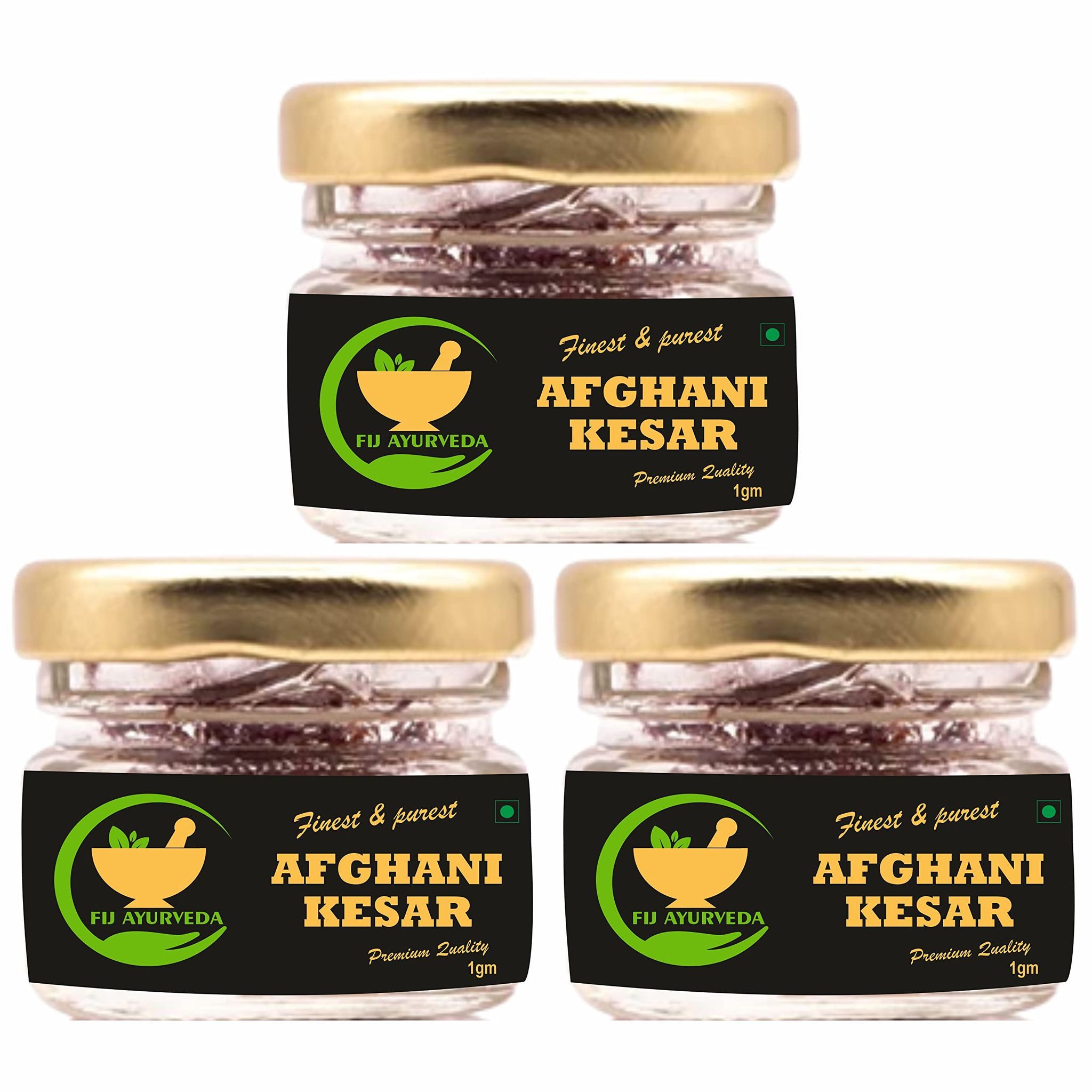 FIJ AYURVEDA Natural & Finest A++ Grade Afghani Kesar Thread |Original Kesar| Saffron/ Keshar/ Zafran /Jafran for Beauty & Health Care � 3GM (Combo Pack)