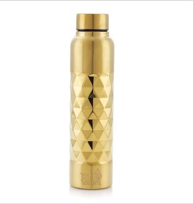 Dr.WaterR Alexa Diamond Steel Bottle Gold PVD Finish 1000ml | Leakproof for Water | Hot and Cold Drinks | Juice | Cocktail | Milkshake | Smoothie | Ideal for Home | Gym | Office | Travel | Special Occasions