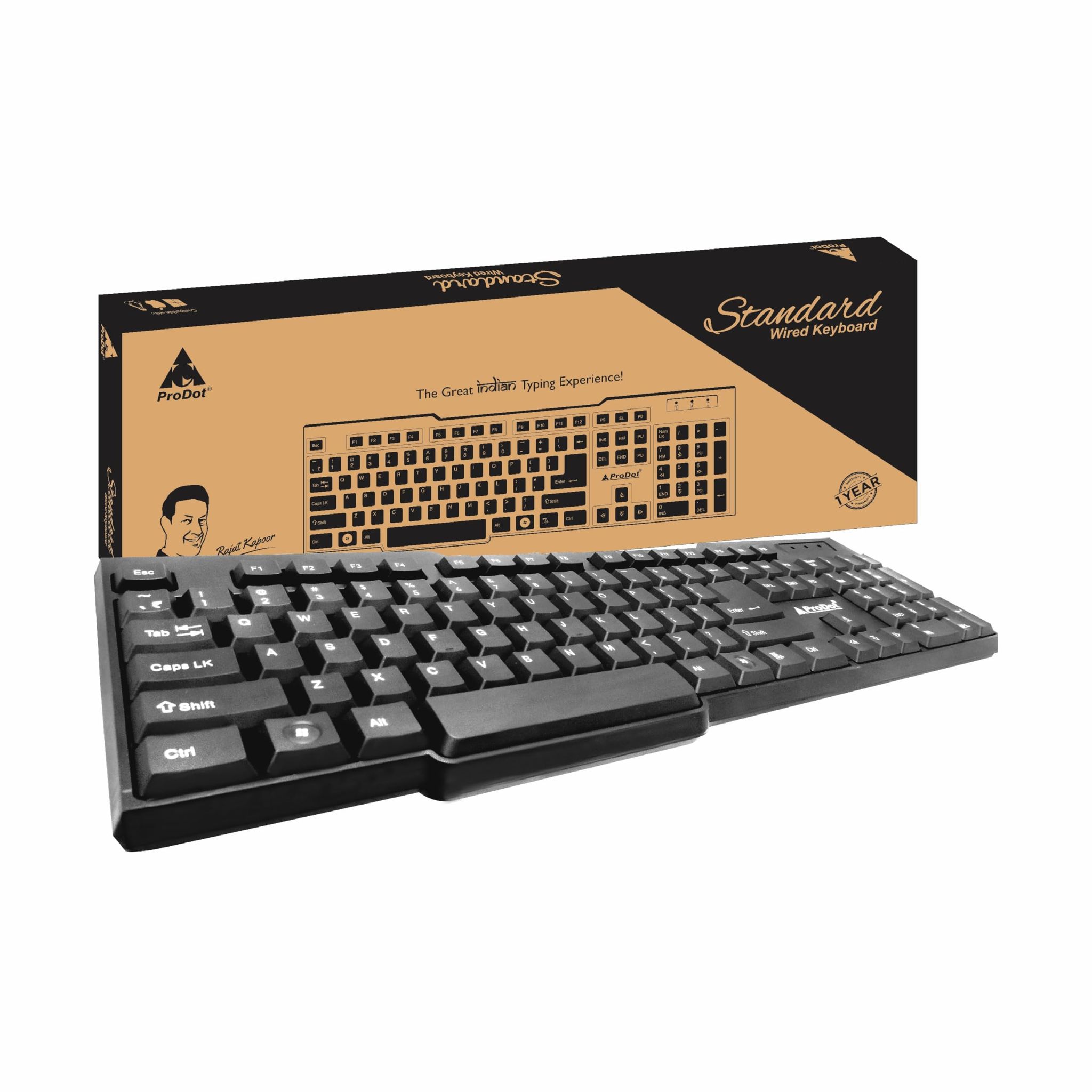 PRODOT Keyboard Choice Standard English/Wired USB Wired Keyboard/with Rupee Key,Spill-Proof and Slim Design/Desktop Keyboard/Laptop Keyboard (Black)