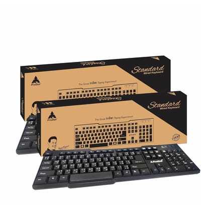 ProDot Choice QWERTY �Made in India� Keyboard with 104 Low Profile Keys, Spill Resistant Design for Windows, Mac, PC, Laptop (Hindi & English, Pack of 02)