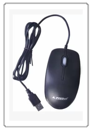 PRODOT Comfy Wired Optical Mouse, 5ft Cord Quiet Button, Left Right Hand Use, for Laptop Chromebook Mac Notebook, Black