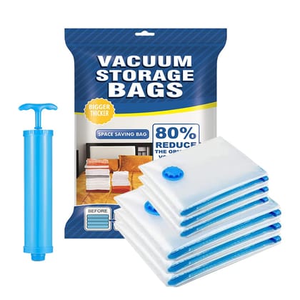 SPACE SAVER VACCUM PLAIN BAG WITH PUMP (5 BAGS 1 PUMP)