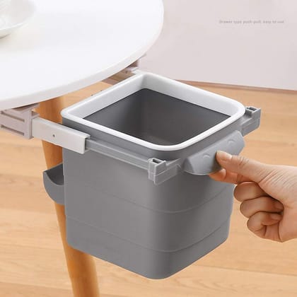 Mini Kitchen Dustbin Hidden Retractable Office Desk Dustbin Mini Trash Can Cabinet Door Trash Holder Adhesive Garbage Waste Dustbin for Home Kitchen, Office, Factory, Car, Bedroom