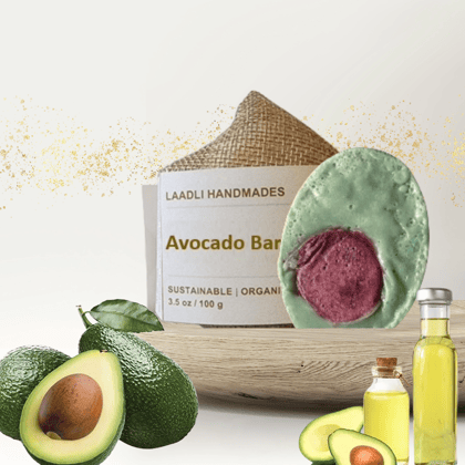 Avocado bar | 100% Handmade Organic Natural Soap | W-6 cm, H-7.8 cm, D-3 cm | Avocado | Rich source of Vitamin A,B,D & E, Hydrated deep layer of skin, Prevent water loss, Good for rough and dry skin