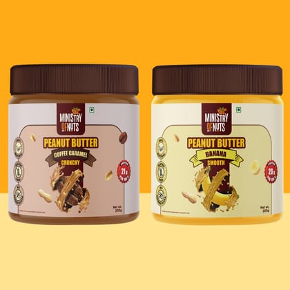 Ministry Of Nuts Banana Peanut Butter (200g) & Coffee Caramel Peanut Butter (200g) Total 400g