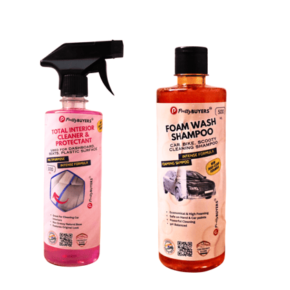 PrettyBUYERS Multipurpose Car Interior Cleaner Spray & Car Shampoo Concentrate 500ML Each