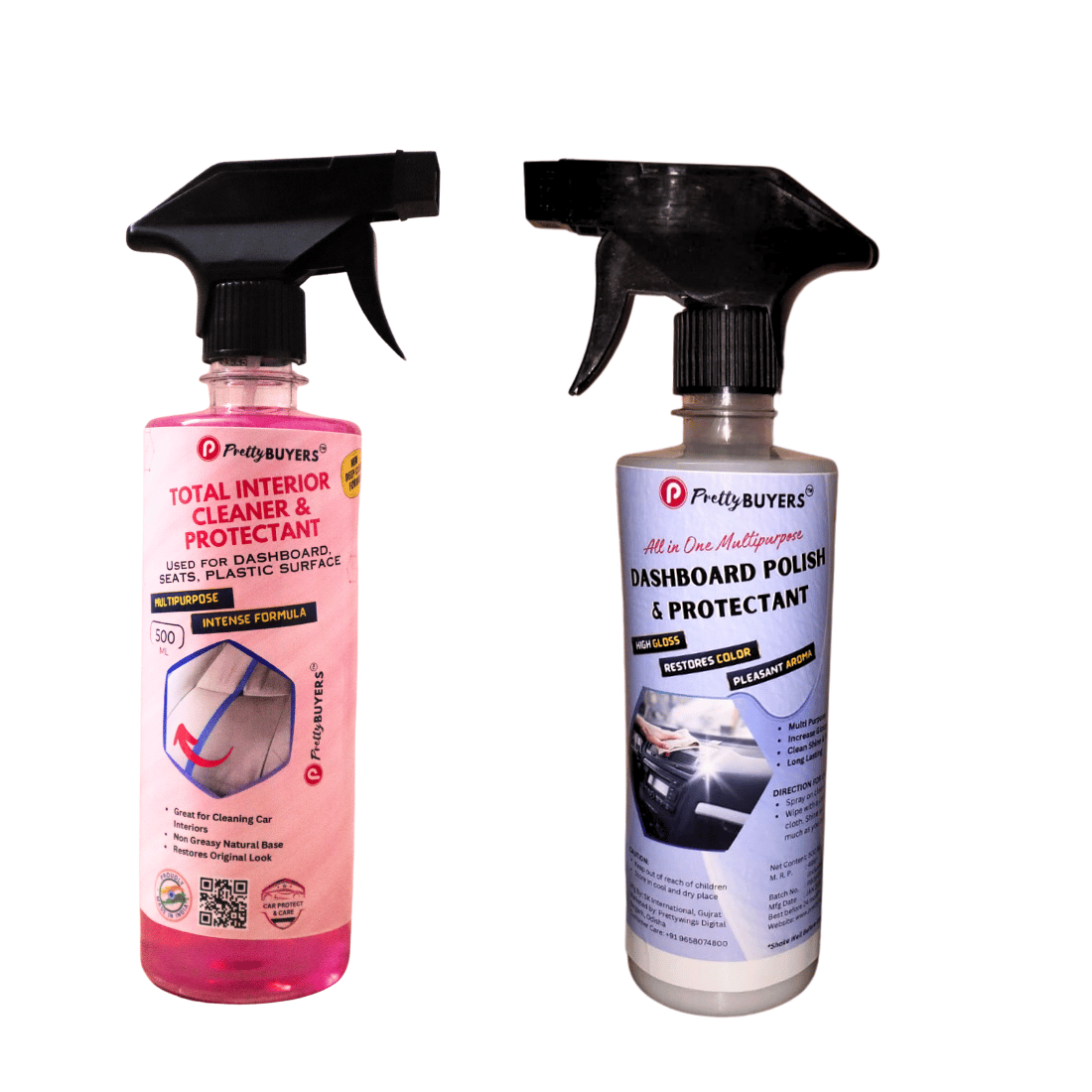 PrettyBUYERS Multipurpose Car Interior Cleaner & Dashboard Polish and Protectant Spray 500 ml Each
